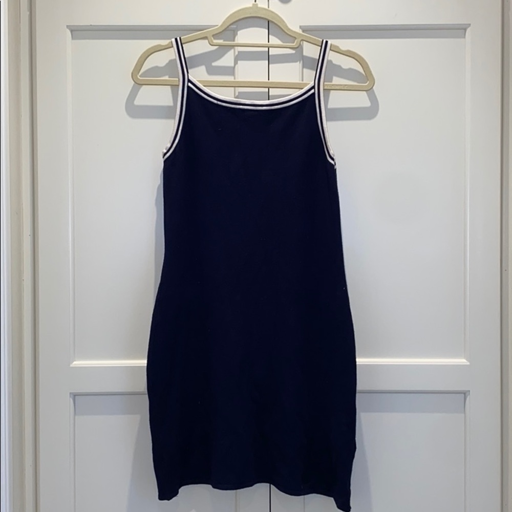 Dark blue spaghetti strap mini dress